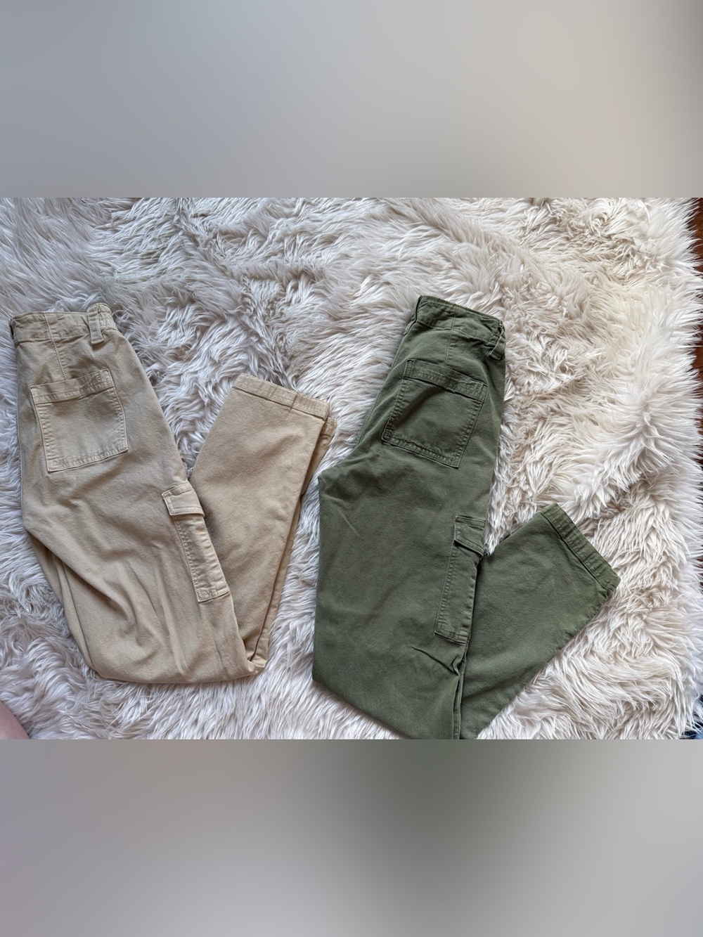 Neutral & Olive Cargo Pants Duo